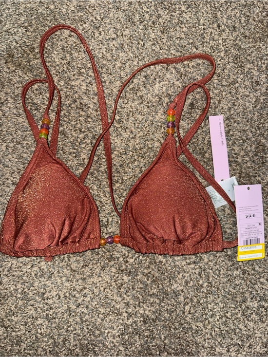 Target Other - Target Rust Shimmer Beaded Triangle Bikini Top
